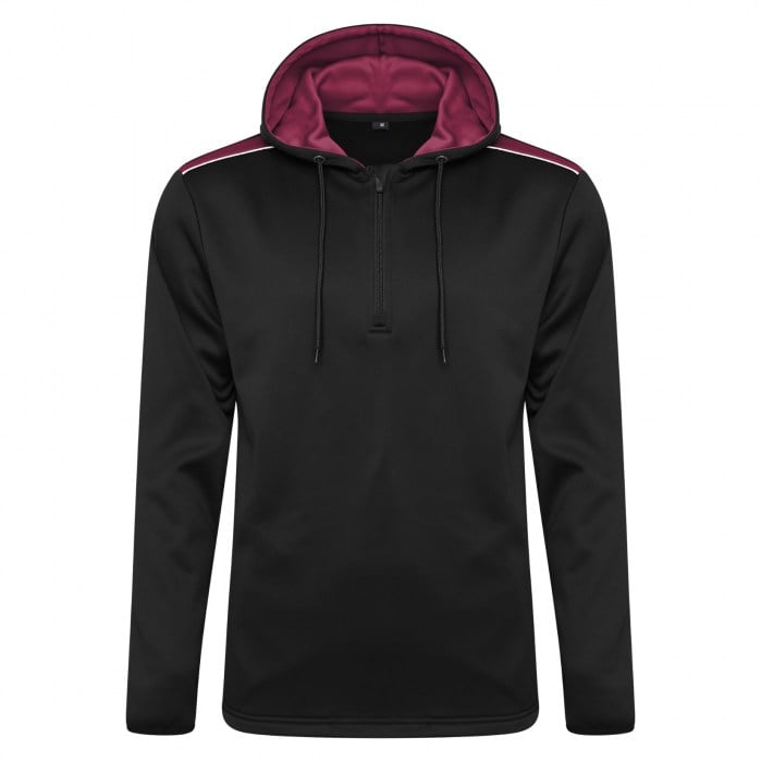 Authentic 1/4 Zip Hoodie Black-Maroon